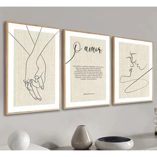 KIT Quadro decorativo coríntios 13 4-7 sobre o amor biblico 40x60 sala quarto escritorio decoraçao