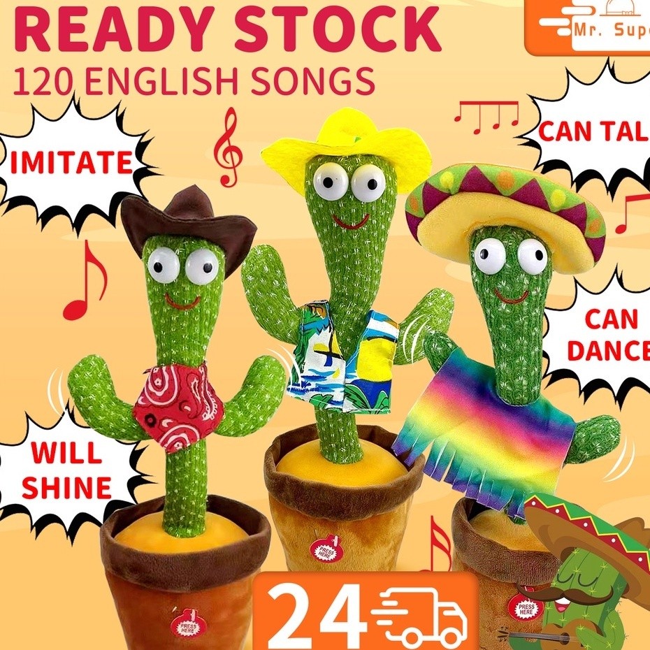 Brinquedo Cacto Dançante Falante Imita c/ Musicas Repete Falas Alex