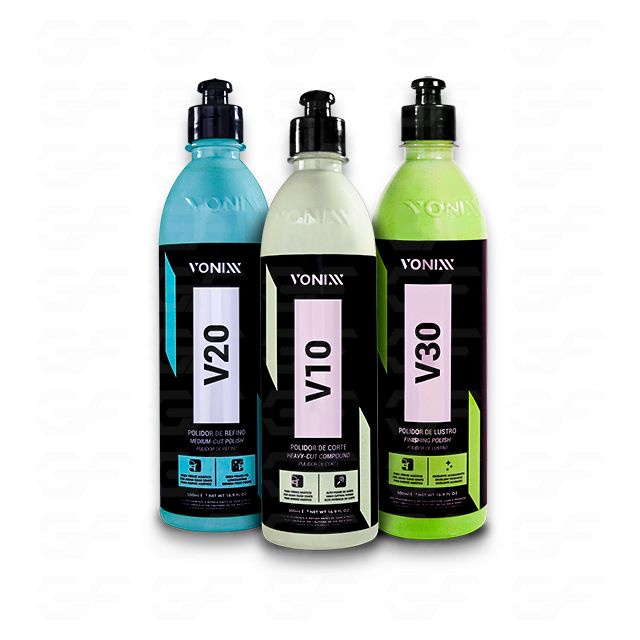 Kit Polimento Automotivo 1 Corte V10,1 Refino V20 E 1 Lustro V30 - Vonixx