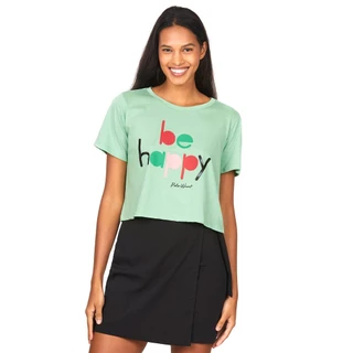 Camiseta Feminina Malha Collection Be Happy Polo Wear Verde Médio