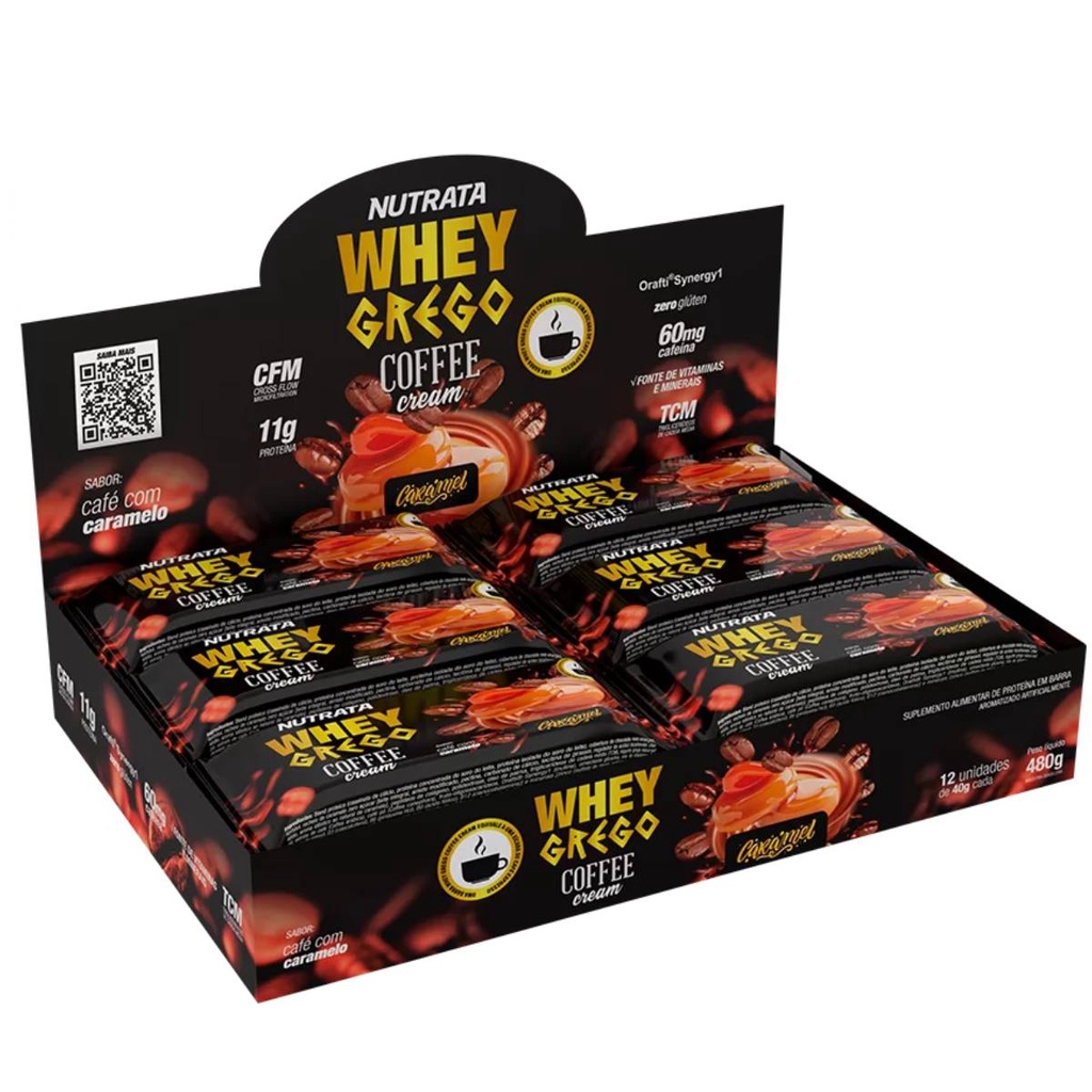 Nutrata Whey Grego Bar Coffee Sabor Caramel 40g Dp C/12 Un