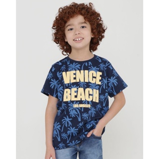 Camiseta Infantil Estampa Tropical Azul Marinho