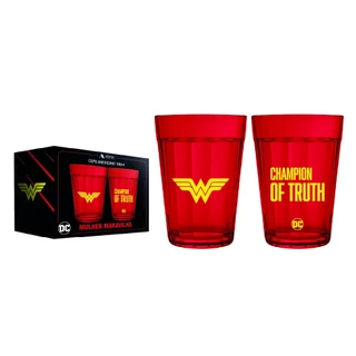 Copo Americano Prime Dc Mulher Maravilha 190Ml + Caixa Presente 2 Unid.