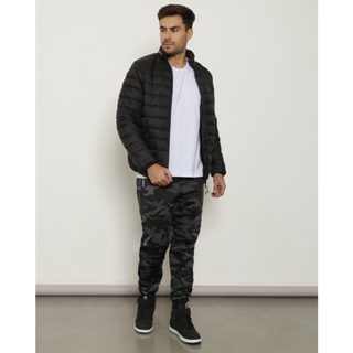 Calça Masculina Helanca Jogger Camuflada Preta