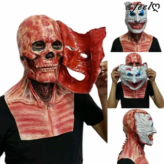 Halloween Rasgar Assustador Do Coringa Moving Jaw Skull Máscara De Látex De Dupla Camada Completa