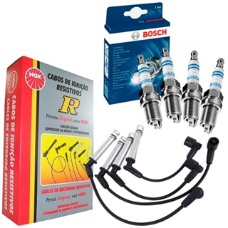 Kit Cabo Ngk + Vela Bosch Chevrolet Celta 1.0 2005 A 2015