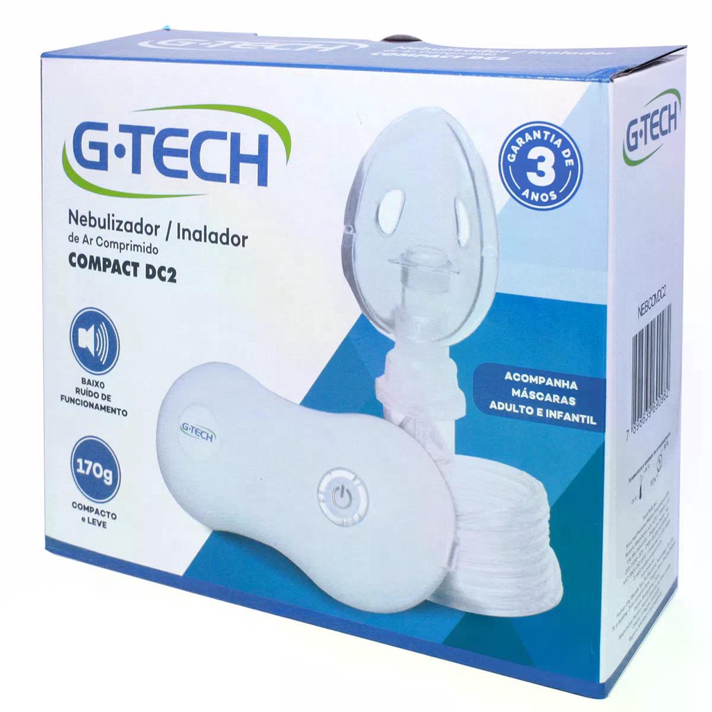 Nebulizador Compressor G-Tech Compact DC2 Branco 100V/240V