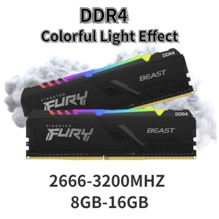 Memória RAM DDR4 Kingston 3200 MHz 8 GB Fury Beast RGB KF432C16BBA/8 - Preto