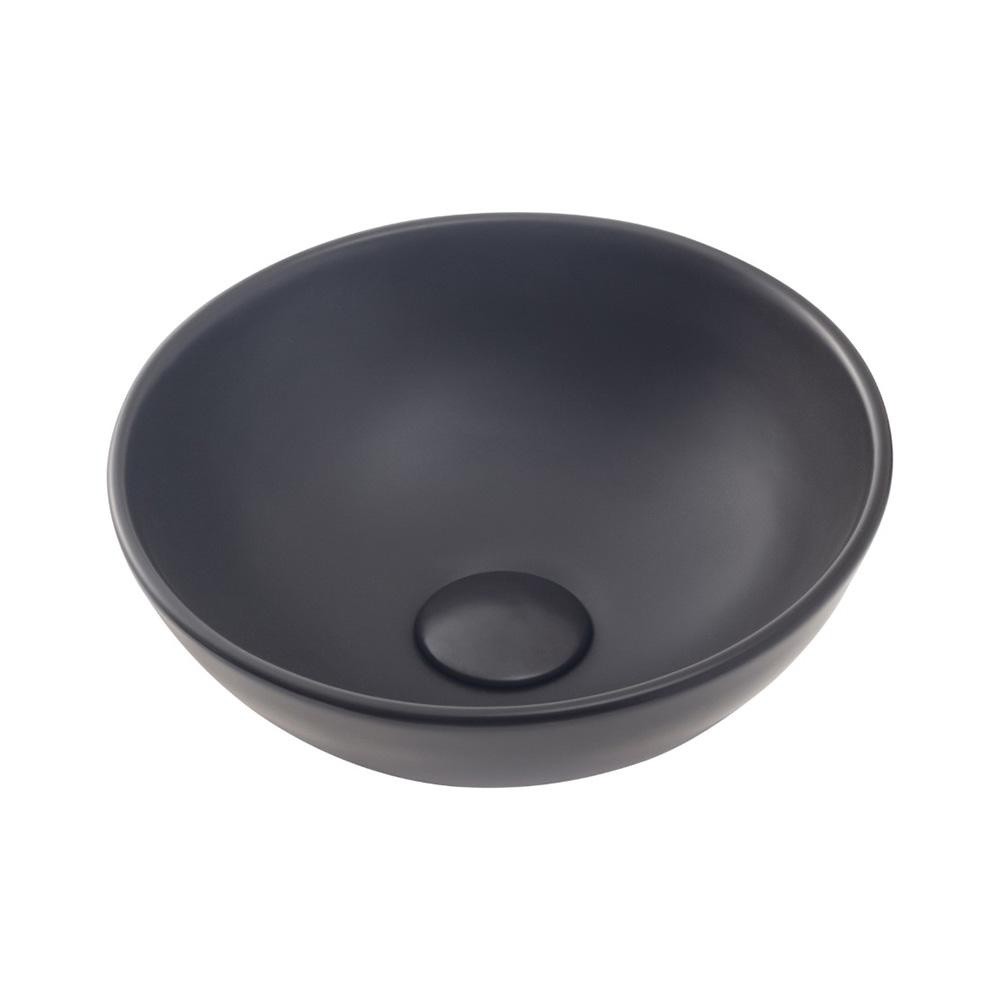 Cuba De Apoio Para Banheiro Redonda Slim Louça Cerâmica 28,5 cm Calcedônia Pingoo - Preto Fosco