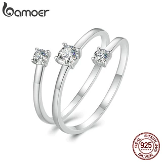 Bamoer 925 Sterling Sliver Ring Moissanite Anel Aberto Enrolado Jóias Presentes Para Mulheres em Oferta na Shopee