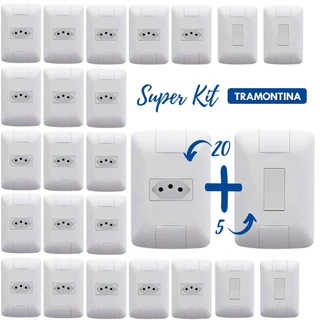 Kit 20 Tomadas 10a + 5 Interruptor Aria Tramontina Branco