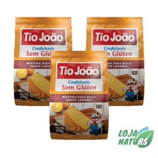 KIT 3 Mistura para Bolo Sem Glúten Sem Lactose 270g - Tio João