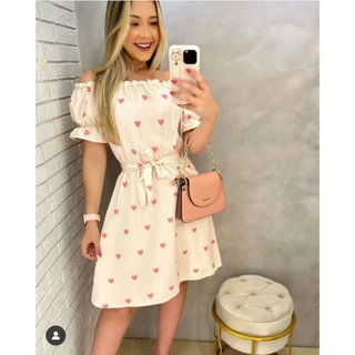 Vestido Ciganinha Gola Ombro a ombro Lacinho Removivel Moda evangelica cristã