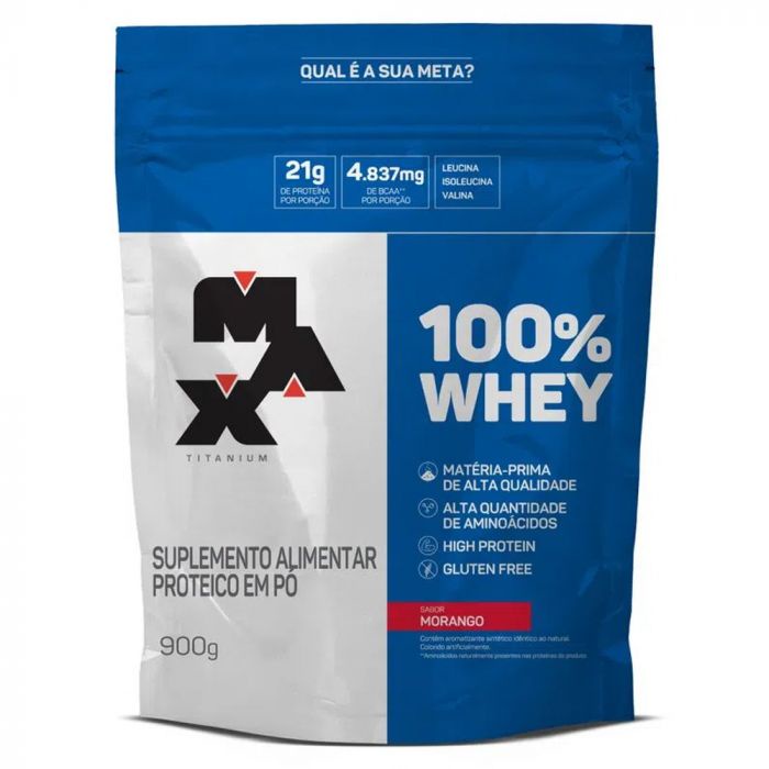 100% PURE WHEY MAX TITANIUM REFIL 900G sabores