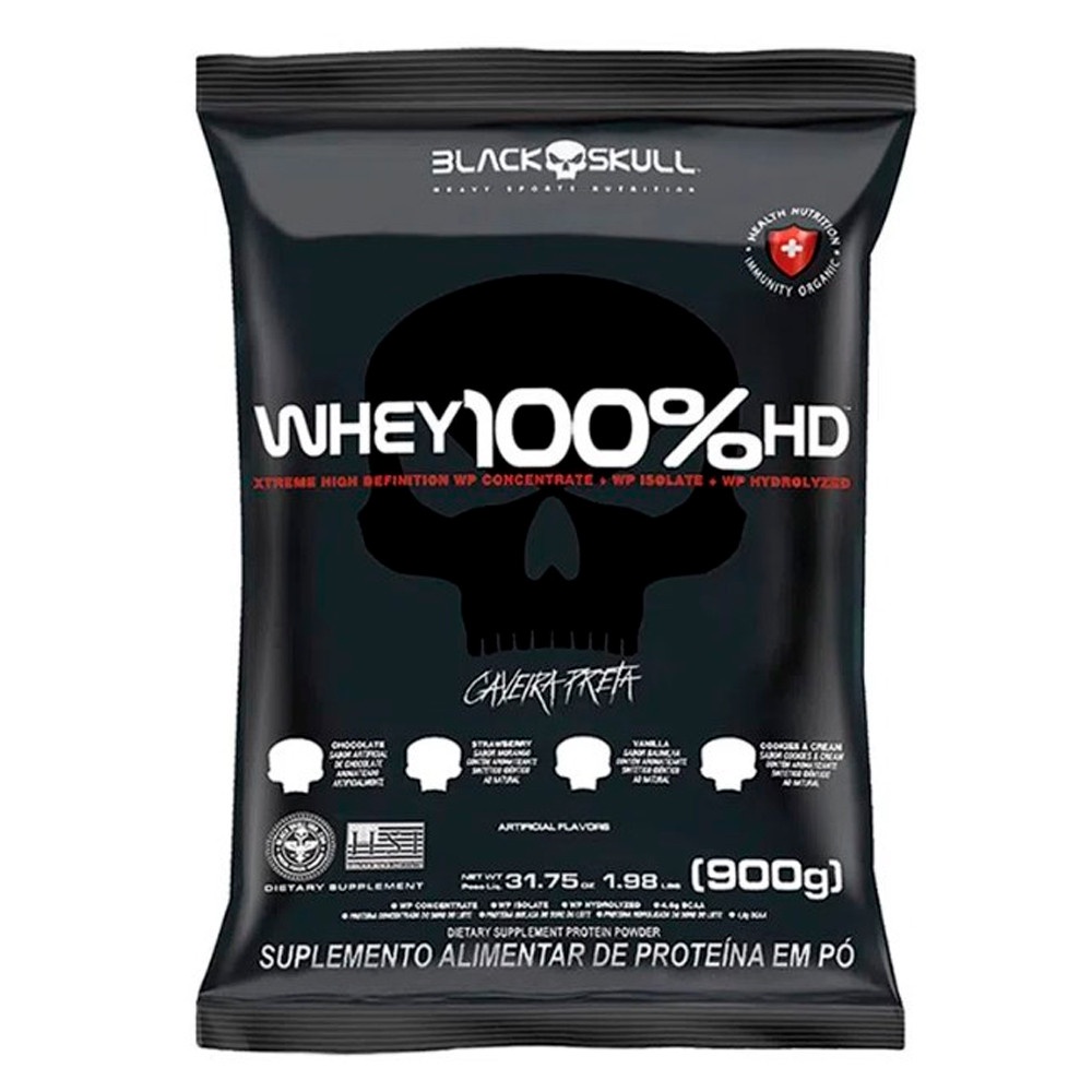 Whey 100 HD Black Skull Refil 900g Baunilha