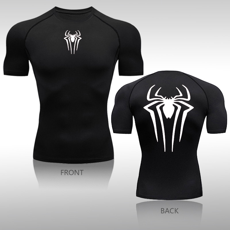 Camiseta De Compressão Masculina Manga Curta Basquetebol Ginásio Construção Corporal Homem-Aranha 2099