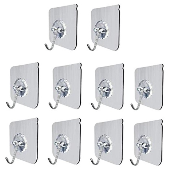 10 Gancho Adesivo Parede Multi Funcional Autocolante Casa Cozinha Quarto Banheiro Organizado