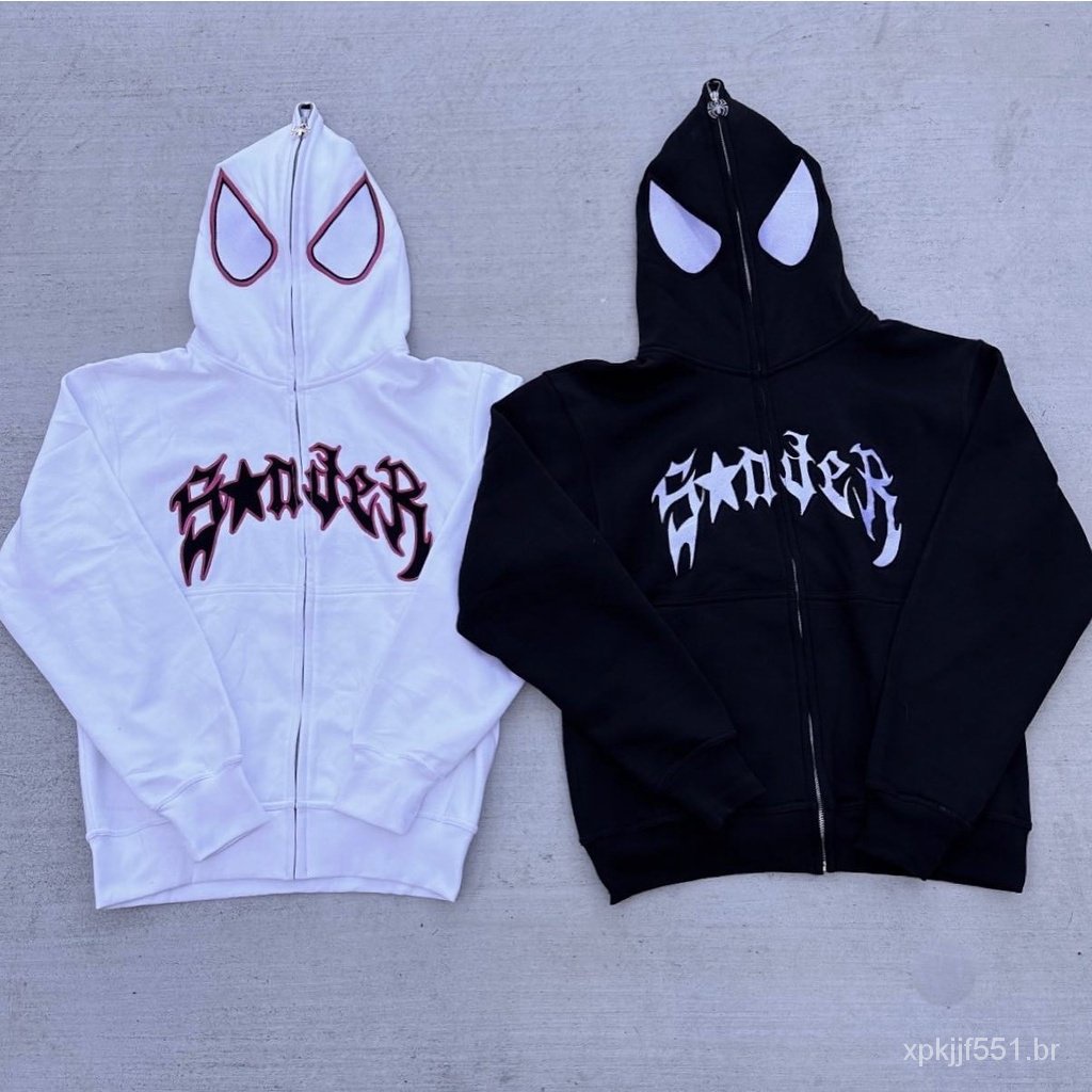 Y2k Emo Mulheres Streetwear Hoodie Aranha Punk Zip Up Hoodies
