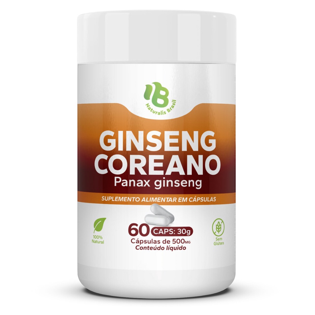 Ginseng Coreano Legítimo Puro 60 Cápsulas 500mg Original