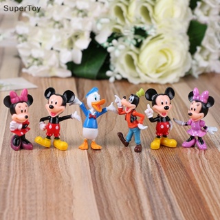 SUPERTOY 6Pcs/set Disney Figuras Mickey Mouse Minnie Aniversário Festa De Bolo Decoração PVC Anime Kids Toys Gift HOT