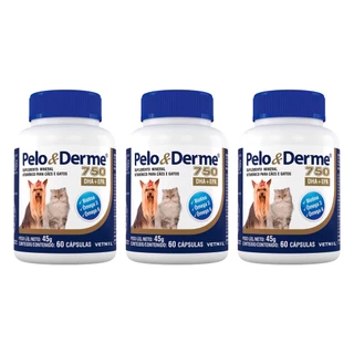 Pelo E Derme 750 Dha + Epa 60 Capsulas - Vetnil - 3 Unidades