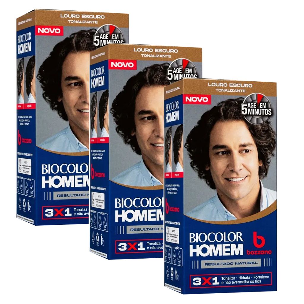 Kit Tonalizante Biocolor Homem Louro Escuro - 3 Unidades | Shopee Brasil