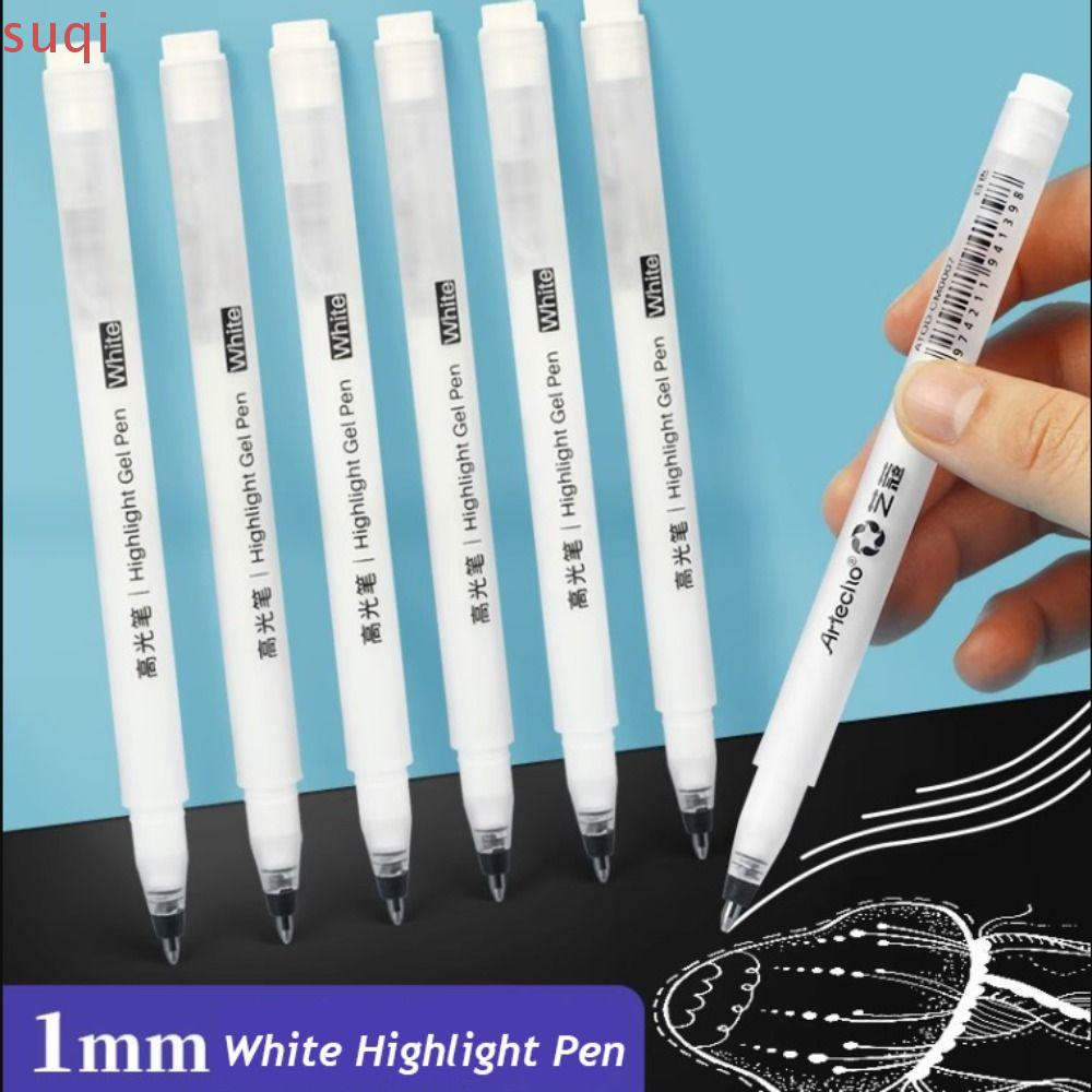 SUQI Caneta Gel De Tinta Branca , 1mm Ponta Fina Marcadora De Destaque ...