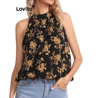 Lovito Regata Feminina Boho Ditsy Floral Com Cadarço LNL35027 (Multicolorido)
