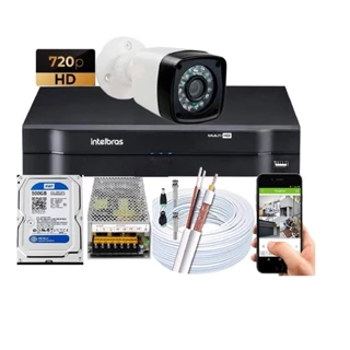 Kit Camera Externa Bullet vhc Hd 720p Dvr Intelbras C/Hd 500gb