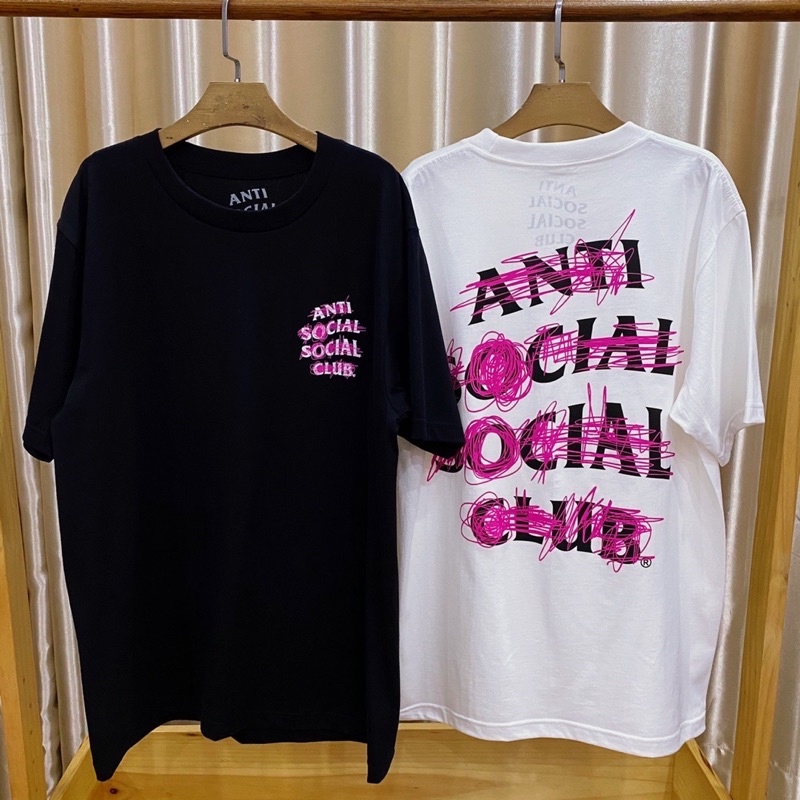 Camiseta T-shirt Unissex Anti Social Club Pink Scribble Lançamento Envio Imediato -JUNIN