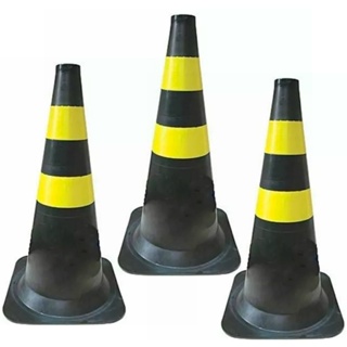 Kit 3 Cone para sinalização 50 cm com 2 faixas - RM-42