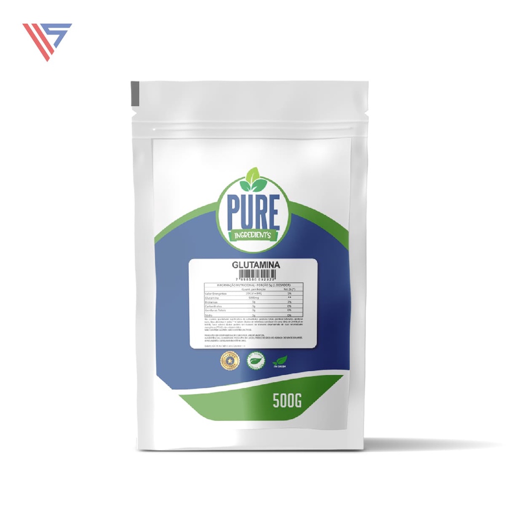 Glutamina 500g 100% Pura Com Laudo Pure Ingredient's