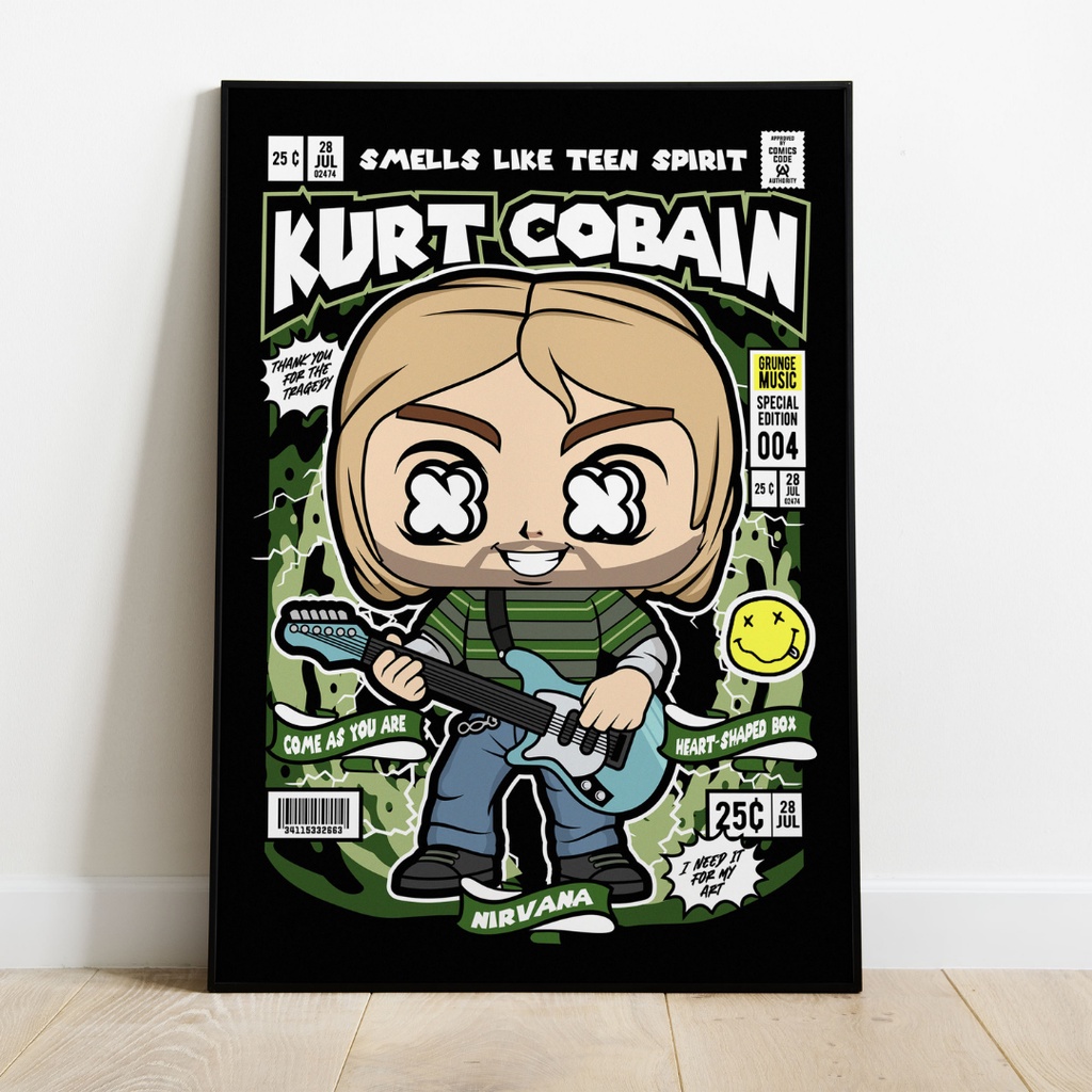 Quadro Decorativo Rock Mdf 3mm 20x28,5 Cm - Kurt Cobain | Shopee Brasil