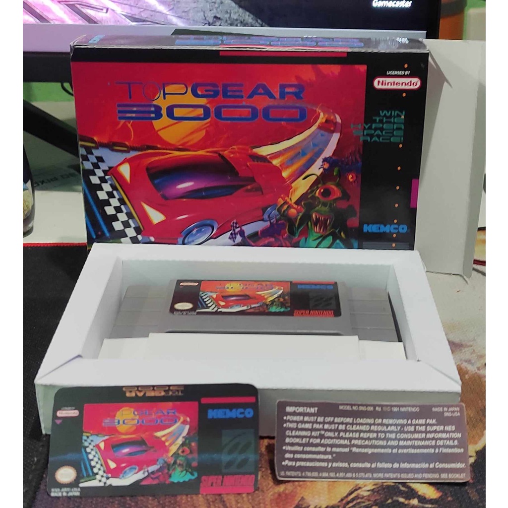 Jogo Top Gear 3000 Super nintendo Repro+Berço+Caixa+dust+label Funcionando 100%