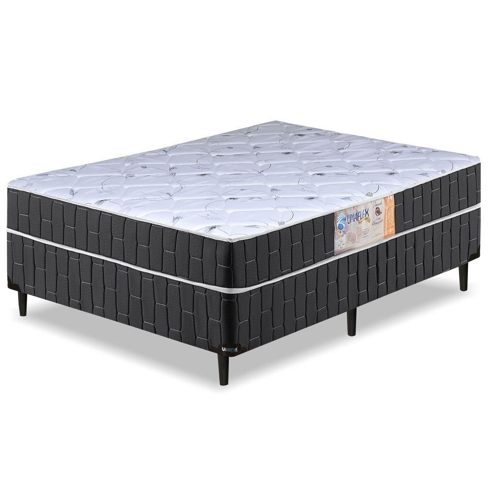 Cama Box Casal Conjugado Granada Umaflex Preto/branco Flor