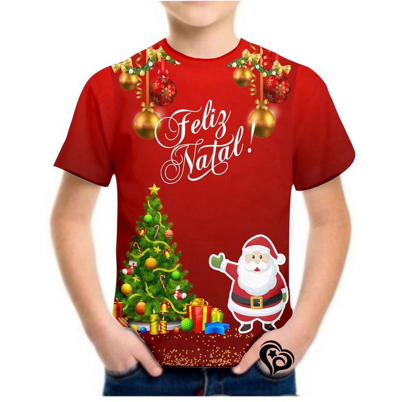 Camiseta Feliz Natal Meninos Papai Noel Infantil Blusa et1 | Shopee Brasil
