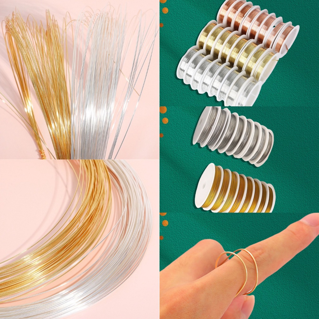 1 Rolo De 0,2-1 Milímetro De Fio De Aço Natural Dourado Rosca Material De Contas Auto-Fabricado Bracelete De Tecido