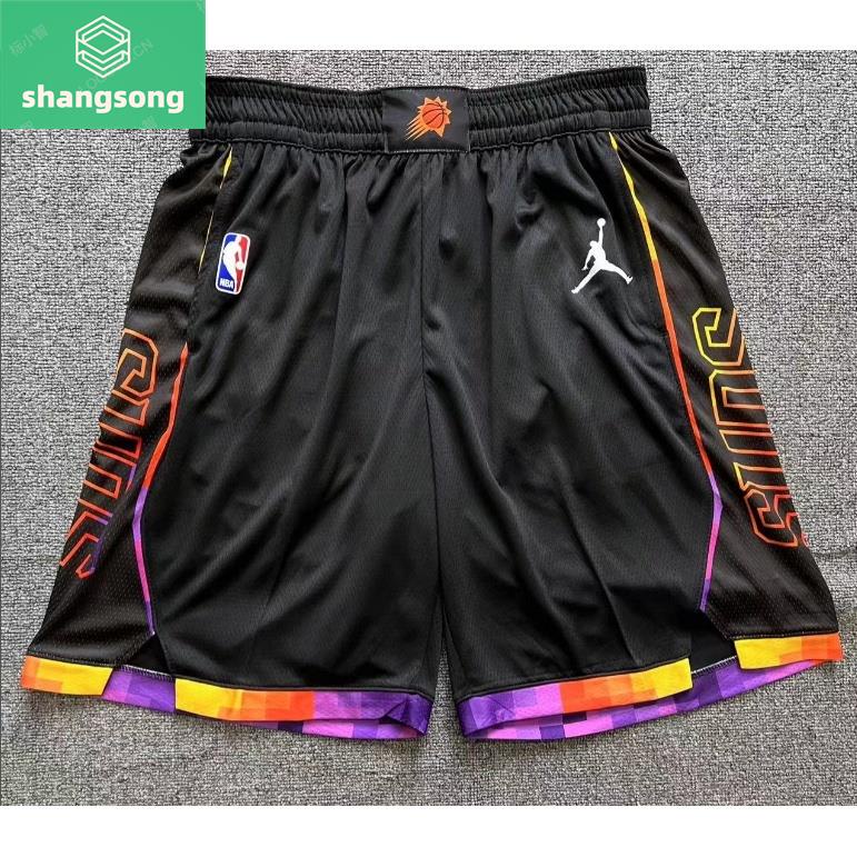 shangsong [2023 nba shorts Phoenix Suns Basquetebol Preto