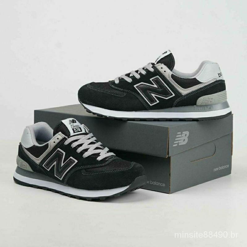 New Balance 574 Preto Cinza 100% Tênis