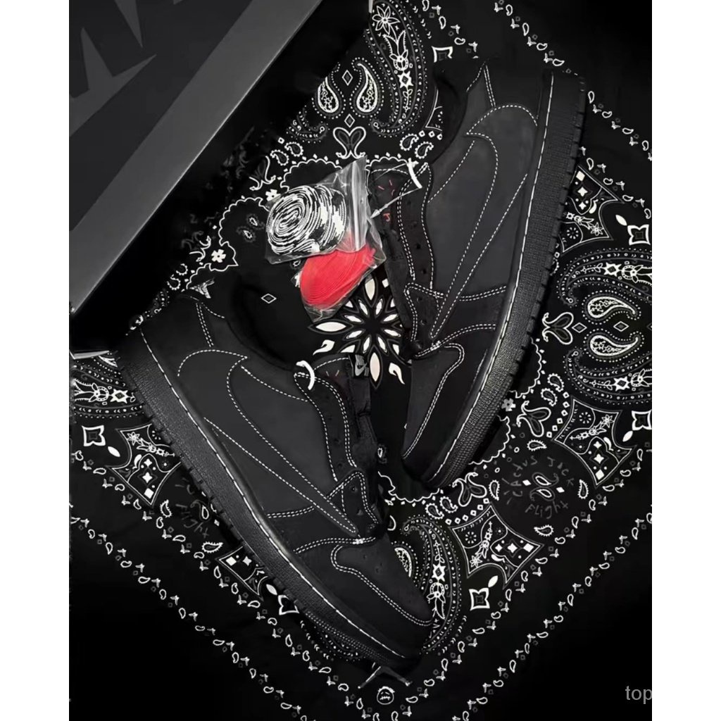 Nike Air Jordan 1 Retro Low OG SP Travis Scott Preto Fantasma (Qualidade Original 100%) Sapatilhas Pretas 1717L