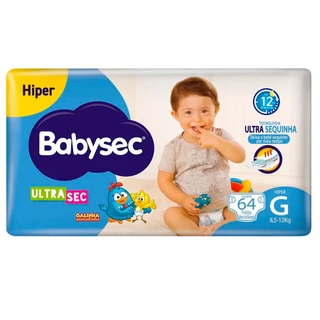 Fralda Descartável Babysec Galinha Pintadinha Ultrasec G Com 64 Unidades