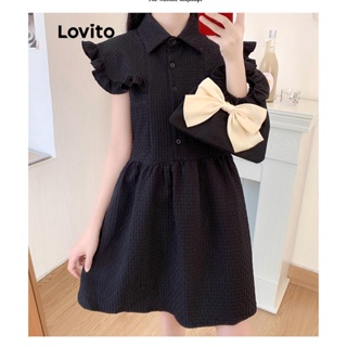 Lovito Vestido Casual Simples Com Botões Para Mulheres LNE41236