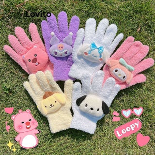 Lovito Luvas De Pelúcia Fofas De Desenho Animado Sanrio Coral Fleece Loopy Candy Color Para Mulheres LFA11532