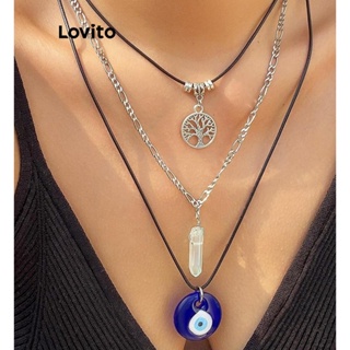 Lovito Conjunto Casual Simples De Três Peças Com Colar De Olhos Azuis Para Mulheres LCS04154