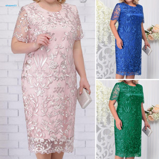 Lady Summer Dress Flower Embroidered Floral Lace Plus Size Midi for Prom  Party Elegant Lady's Fashion