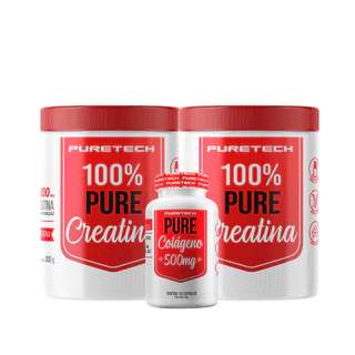 Kit 2x Creatina 100% Pure 300g + Colágeno 120 Caps PURETECH em Oferta na Shopee