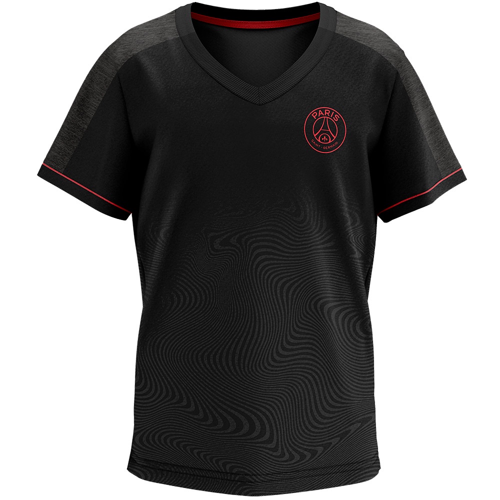Paris Saint-Germain ブラックシャツ Camiseta PSG Paris Saint Germain Polygon Preta Infantil Juvenil