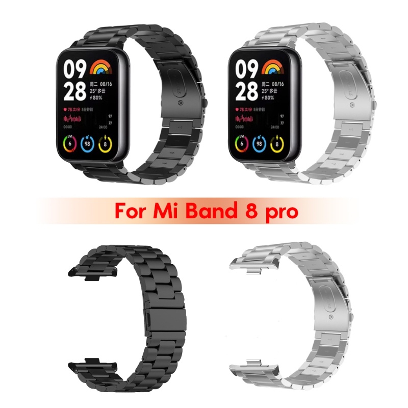 BT Para MiBand 8 Pro Smartwatch Pulseira Ajustável Banda De Aço Inoxidável Loop