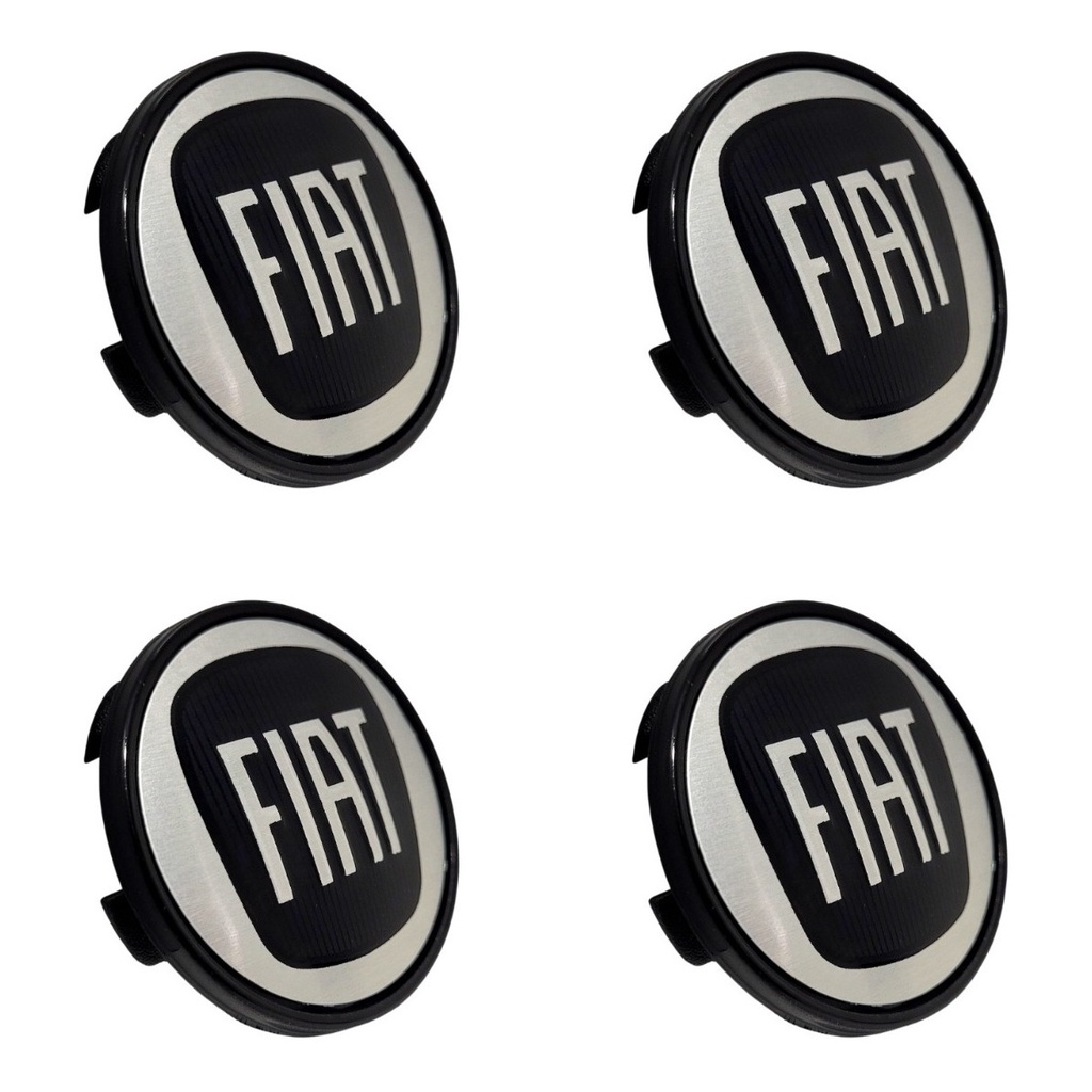 Jogo 4 Calotinhas Centrais Fiat 55mm Preto Universal Punto Strada