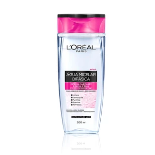 Água Micelar Loreal Paris Bifásica Limpeza Facial 200ml em Oferta na Shopee